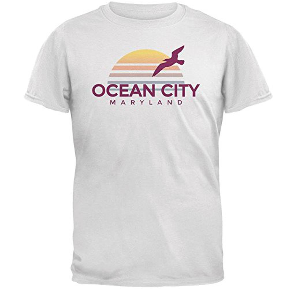 Beach Sun Ocean City Maryland Mens T Shirt Men's T-Shirts Old Glory 2XL White 