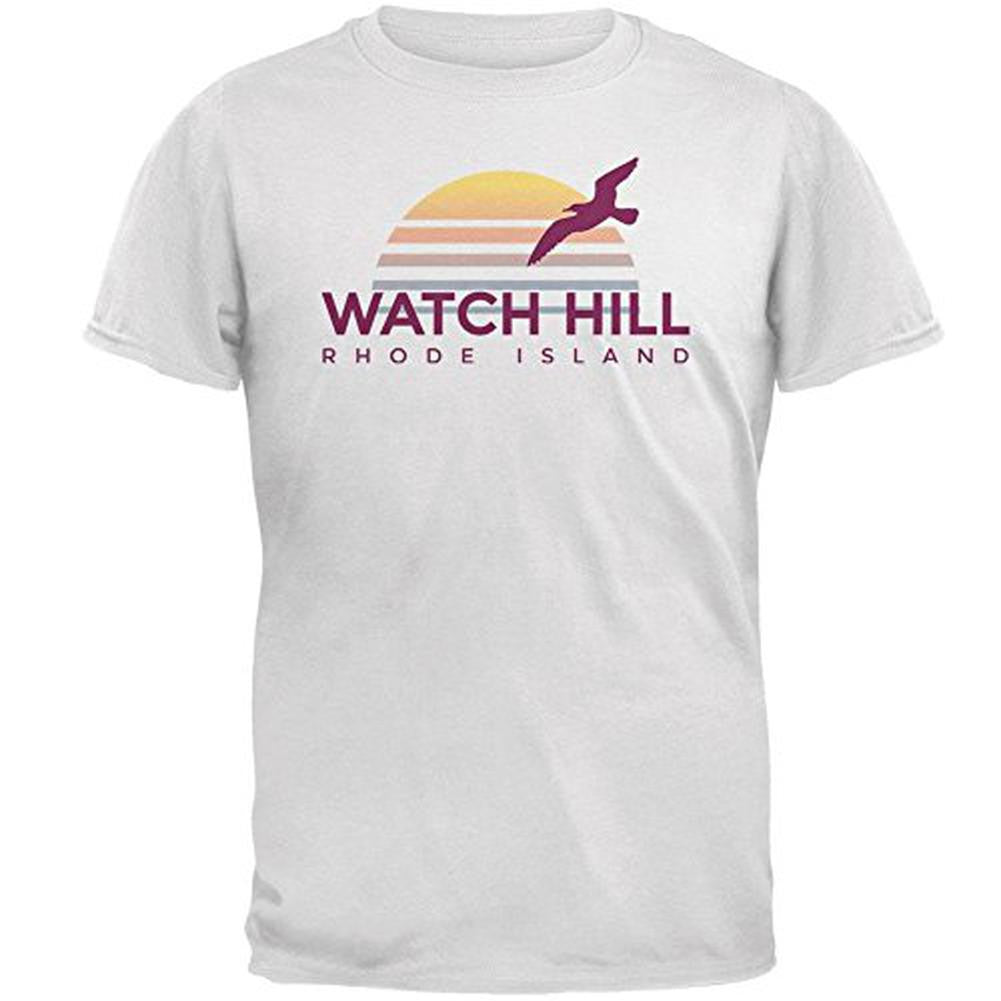 Beach Sun Watch Hill Rhode Island Mens T Shirt Men's T-Shirts Old Glory 2XL White 