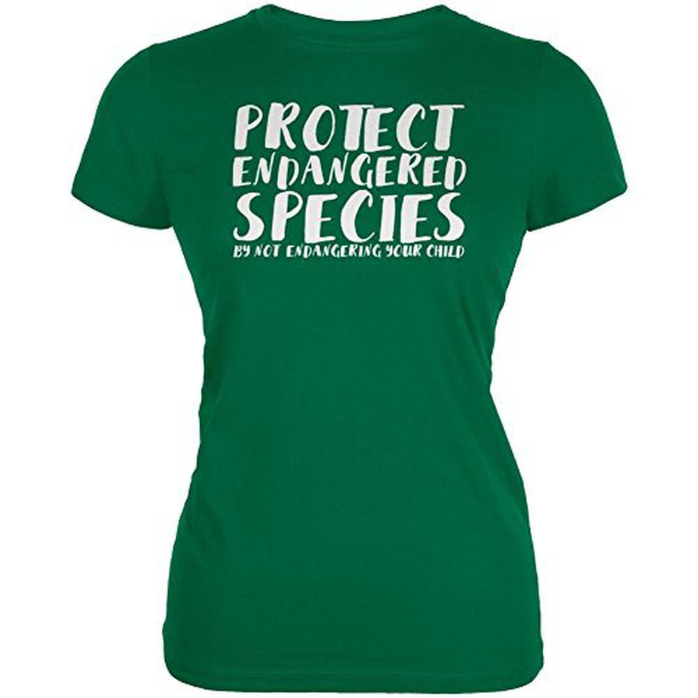 Protect Endangered Species Your Child Juniors Soft T Shirt Juniors T-Shirts Old Glory 2XL Green 