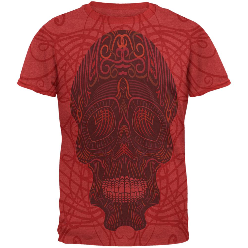 Cinco De Mayo Skull Ribbons Mens Ringer T Shirt Men's T-Shirts Old Glory 2XL Heather Red-Red 