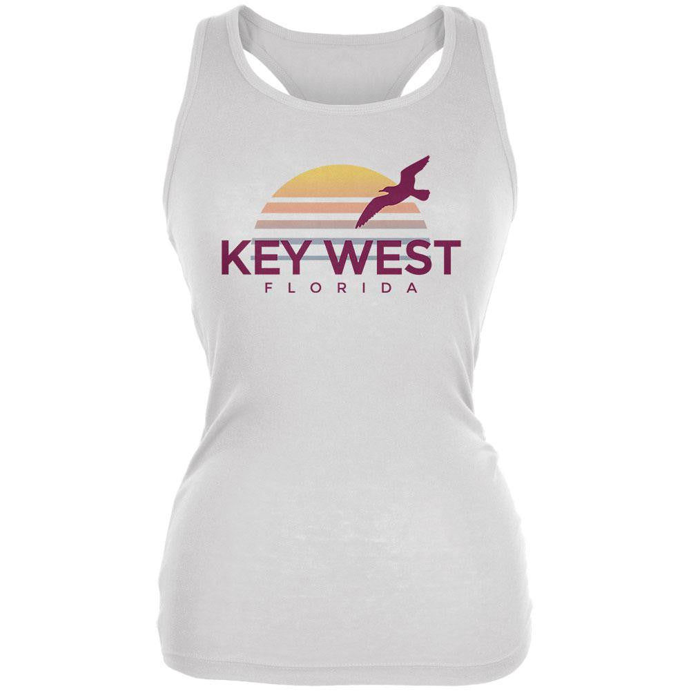 Beach Sun Key West Florida Juniors Soft Tank Top Juniors Tank Tops Old Glory 2XL White 