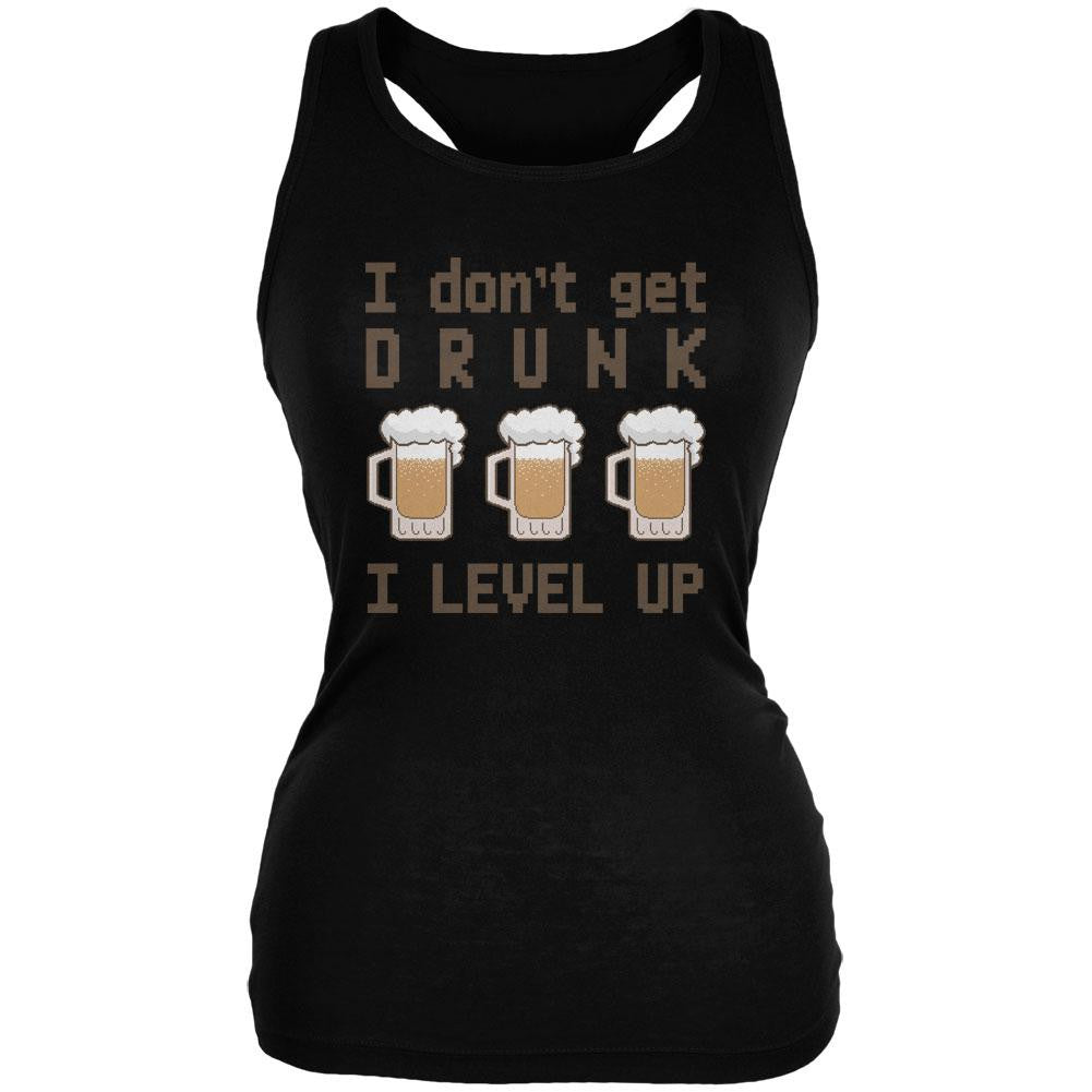 I Don't Get Drunk I Level Up Juniors Soft Tank Top Juniors Tank Tops Old Glory SM Black 