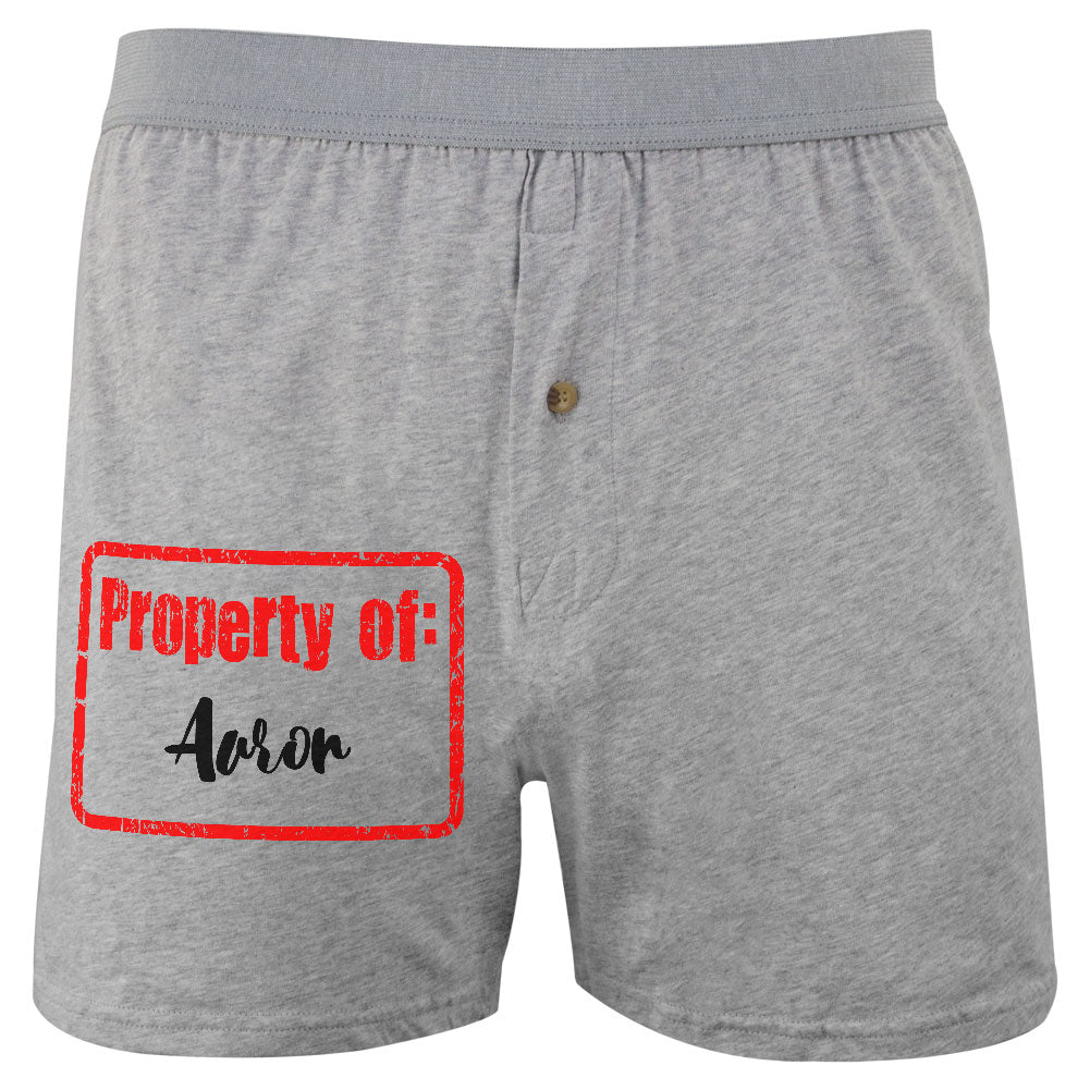 Property of Aaron Soft Knit Boxer Men's Boxers & Briefs Old Glory SM Grey 