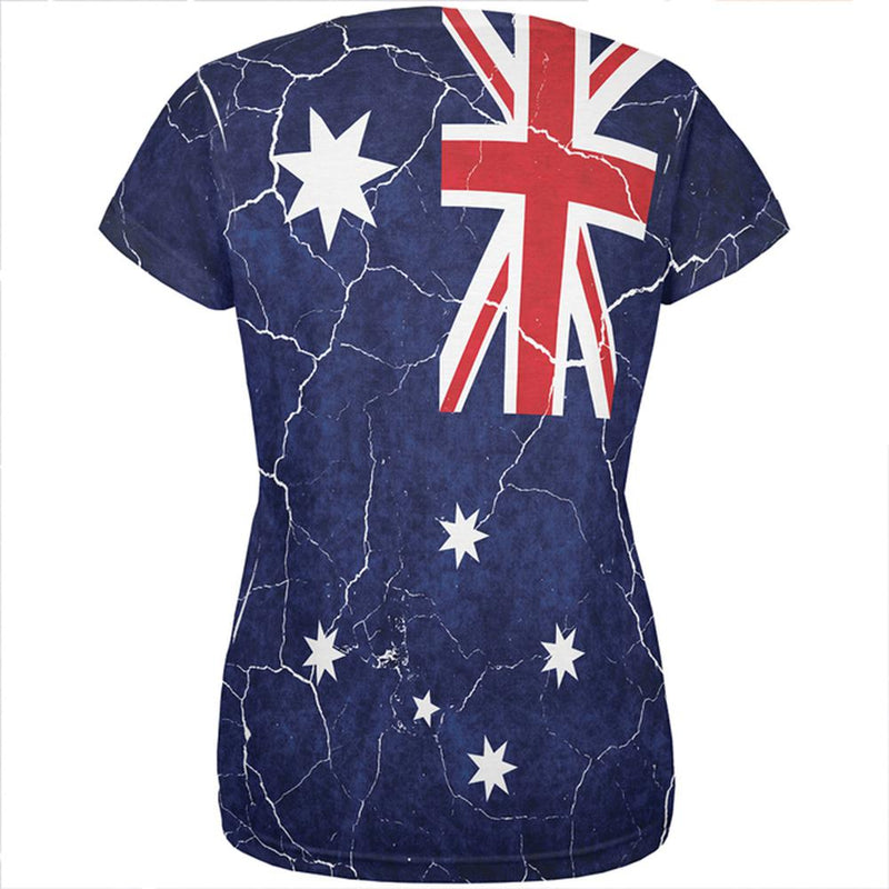 Distressed Australian Flag All Over Womens T Shirt Women's T-Shirts Old Glory   