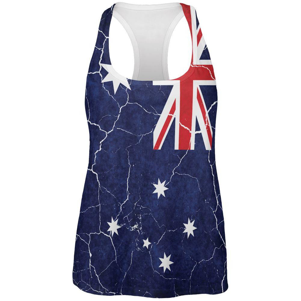 Distressed Australian Flag All Over Womens Work Out Tank Top Women's Tank Tops Old Glory 2XL Multi 