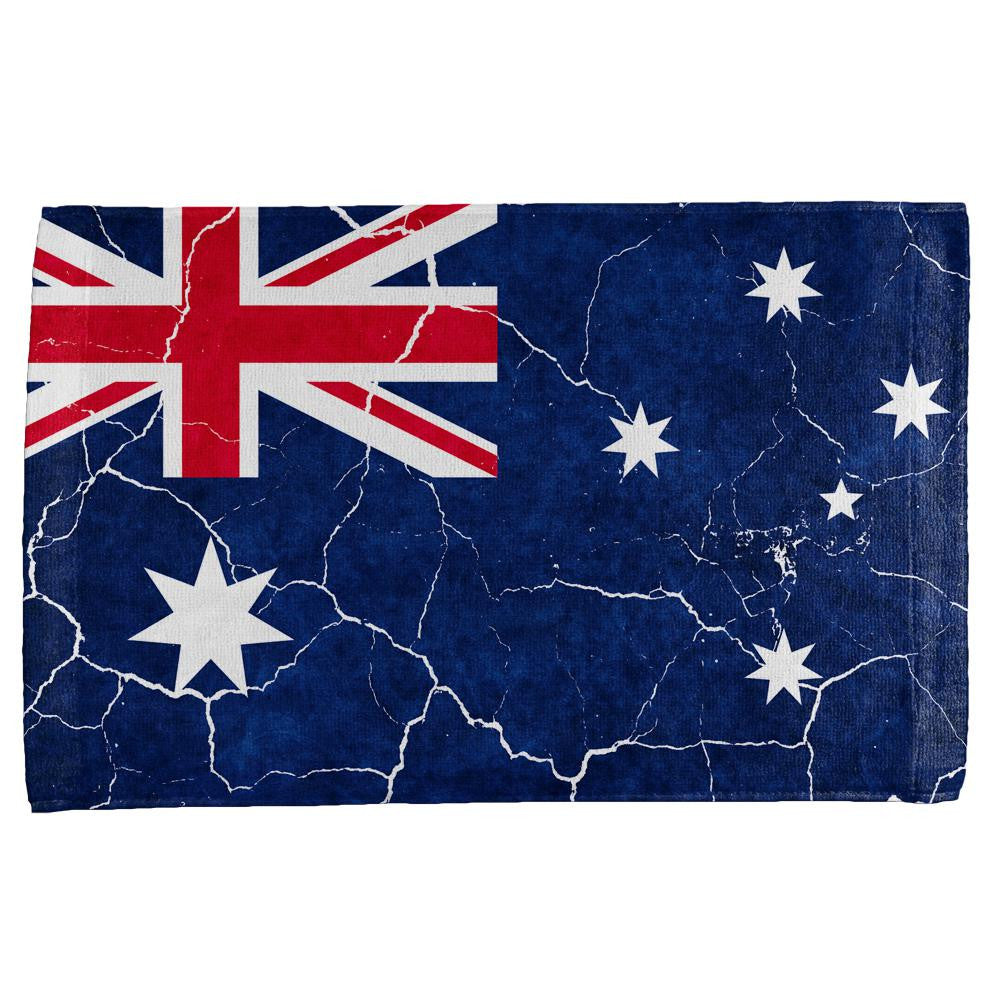 Distressed Australian Flag All Over Hand Towel Hand Towel Old Glory OS Multi 