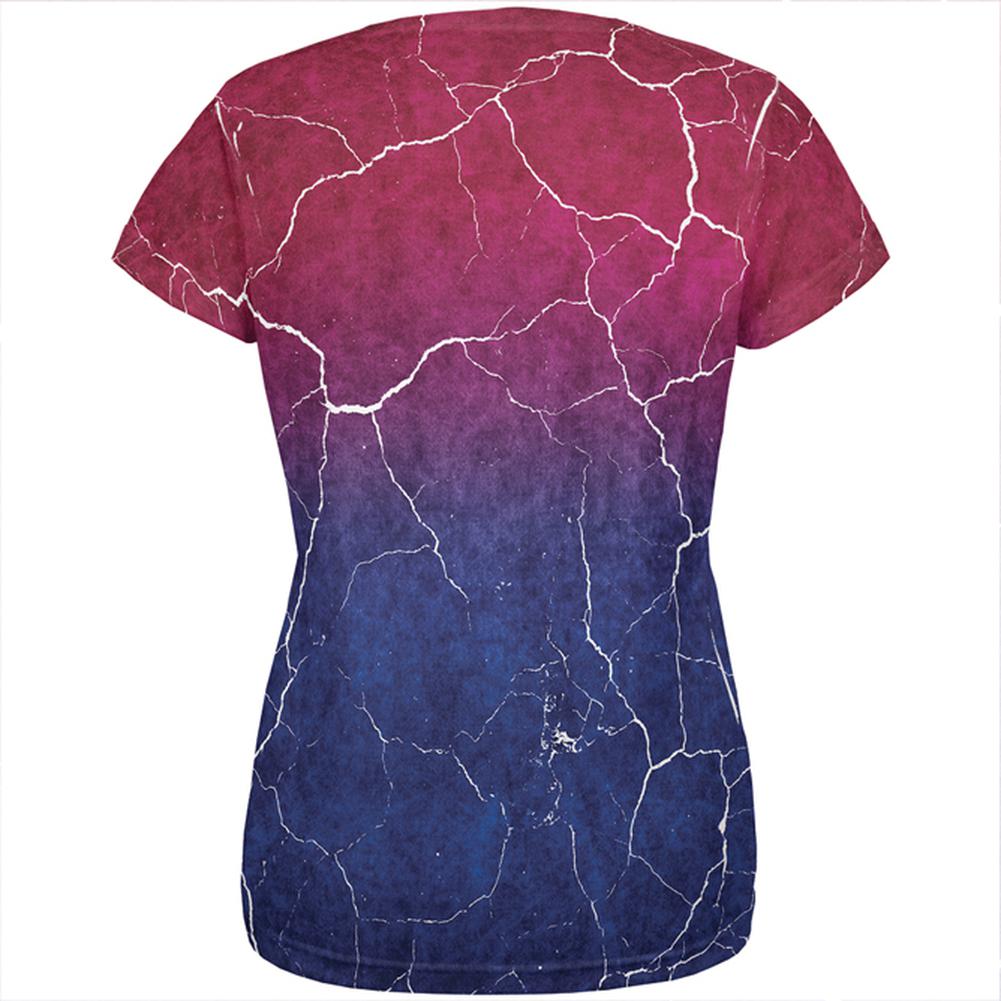 Distressed Bi-Sexual Gradient Flag All Over Womens T Shirt Women's T-Shirts Old Glory   