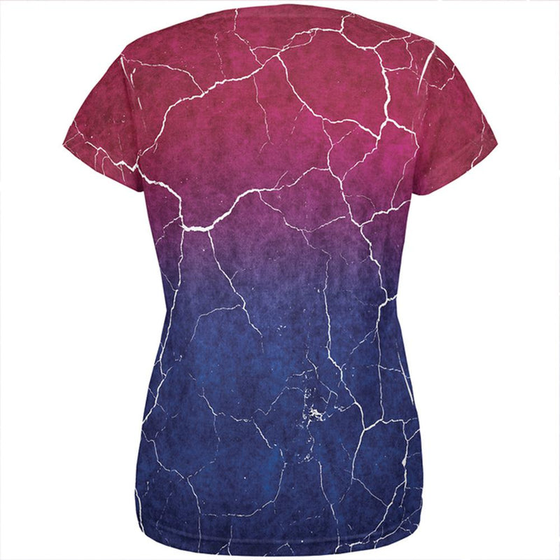 Distressed Bi-Sexual Gradient Flag All Over Womens T Shirt Women's T-Shirts Old Glory   