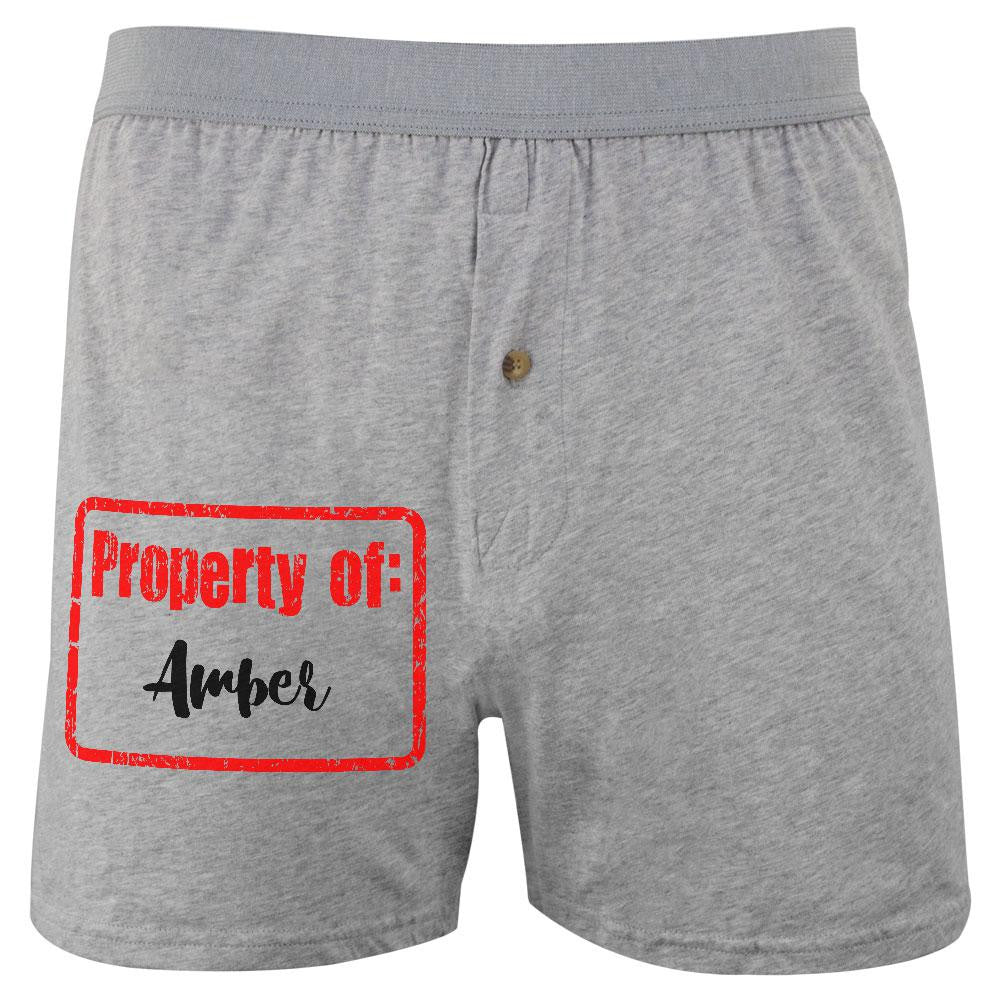 Property of Amber Soft Knit Boxer Men's Boxers & Briefs Old Glory 2XL Grey 