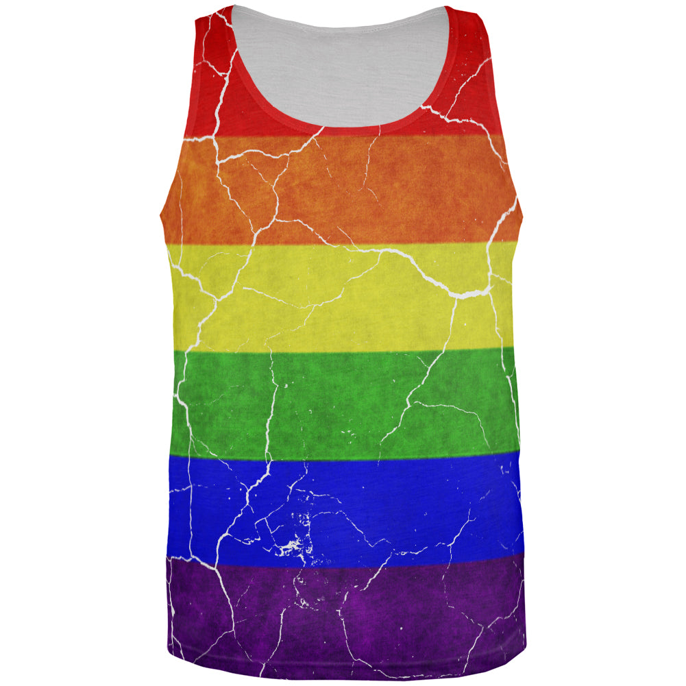 Distressed Gay Pride Flag All Over Mens Tank Top Men's Tank Tops Old Glory 3XL Multi 