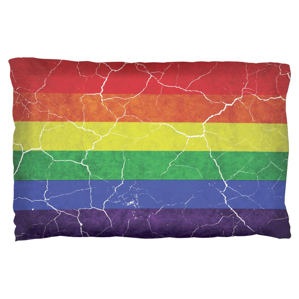 Distressed Gay Pride Flag Pillow Case Pillowcases Old Glory OS Multi 