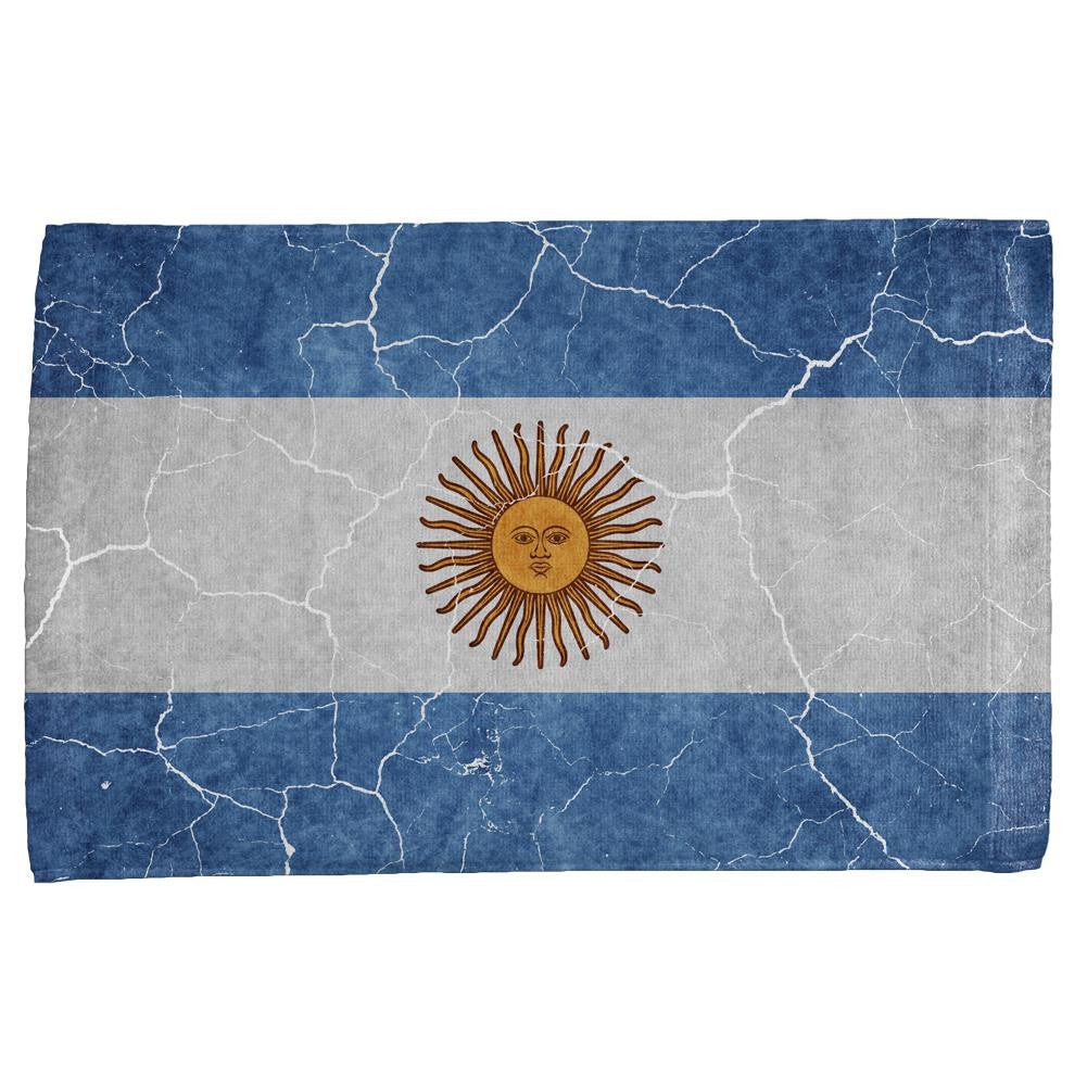 Distressed Argentina Flag All Over Hand Towel Hand Towel Old Glory OS Multi 