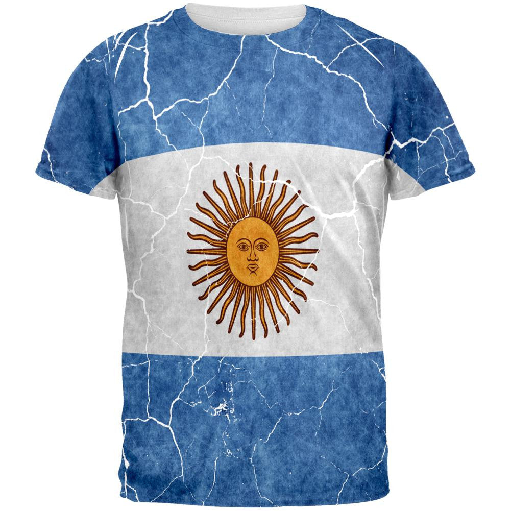 Distressed Argentina Flag All Over Mens T Shirt Men's T-Shirts Old Glory 2XL Multi 