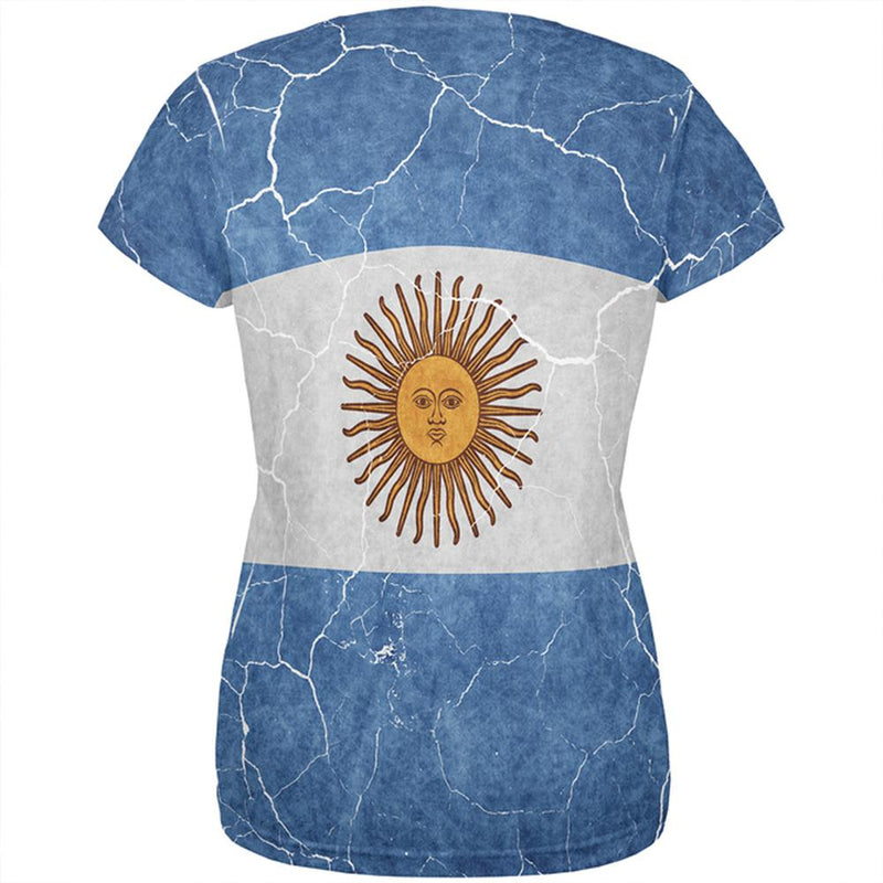 Distressed Argentina Flag All Over Womens T Shirt Women's T-Shirts Old Glory   