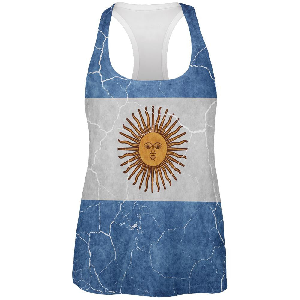 Distressed Argentina Flag All Over Womens Work Out Tank Top Women's Tank Tops Old Glory 2XL Multi 