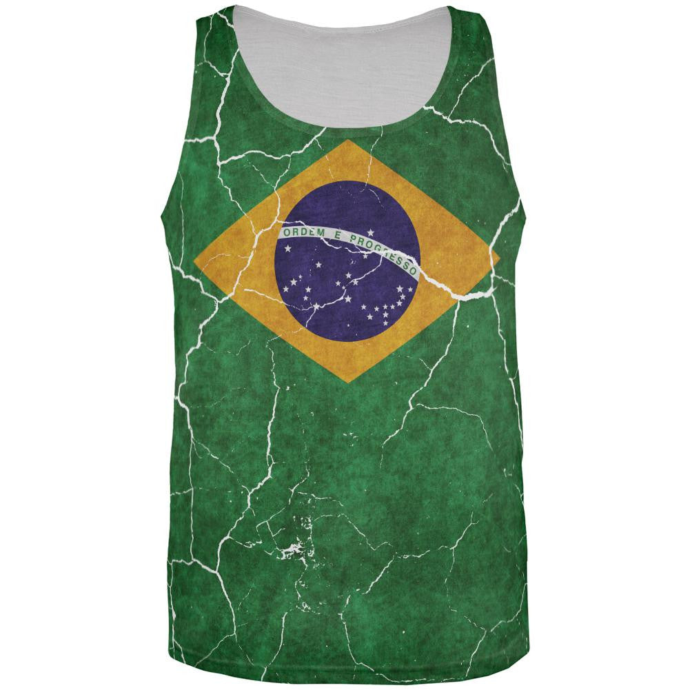 Distressed Brazilian Flag All Over Mens Tank Top Men's Tank Tops Old Glory 3XL Multi 