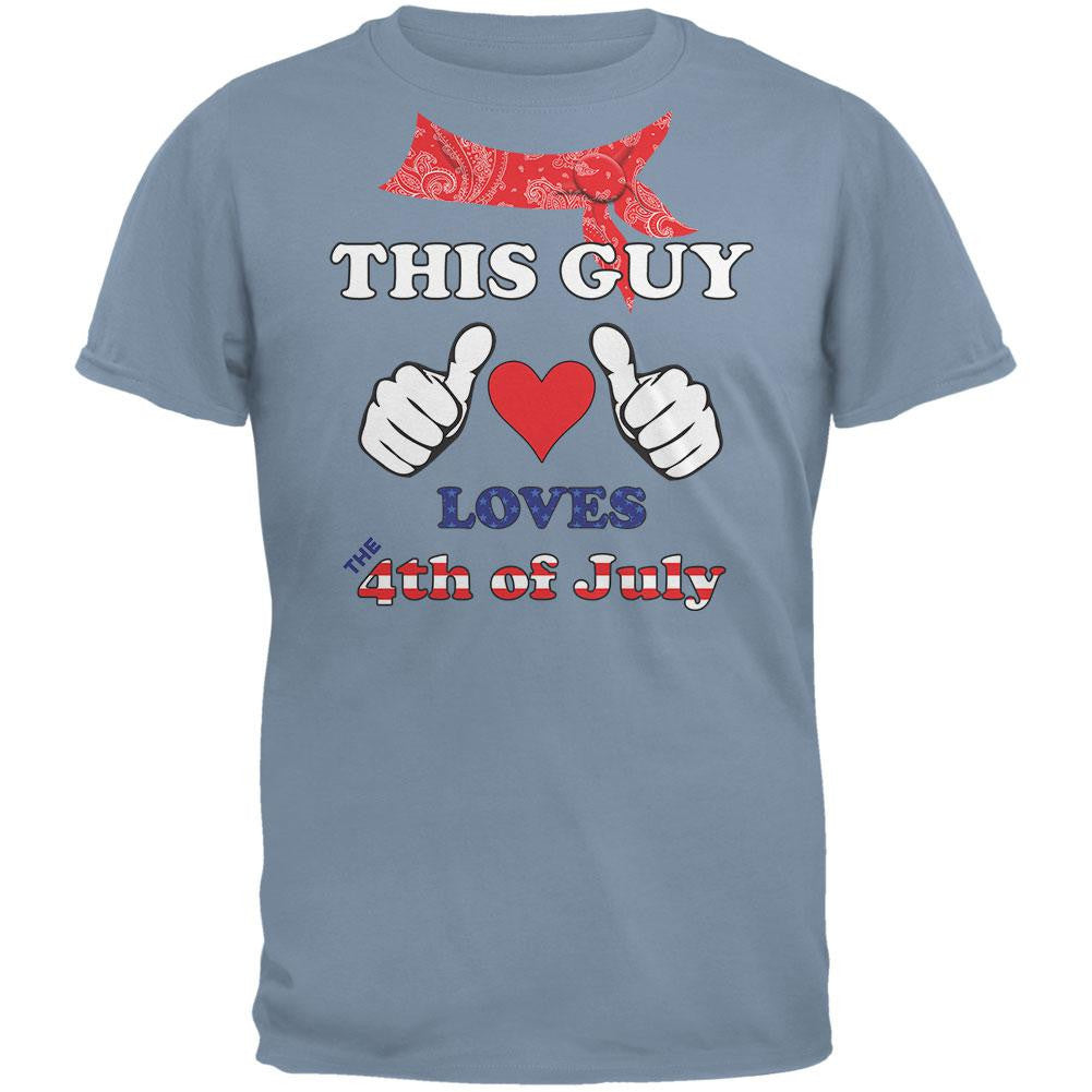 This Guy Loves the 4th of July Mens Organic T Shirt Men's T-Shirts Old Glory LG Blue 