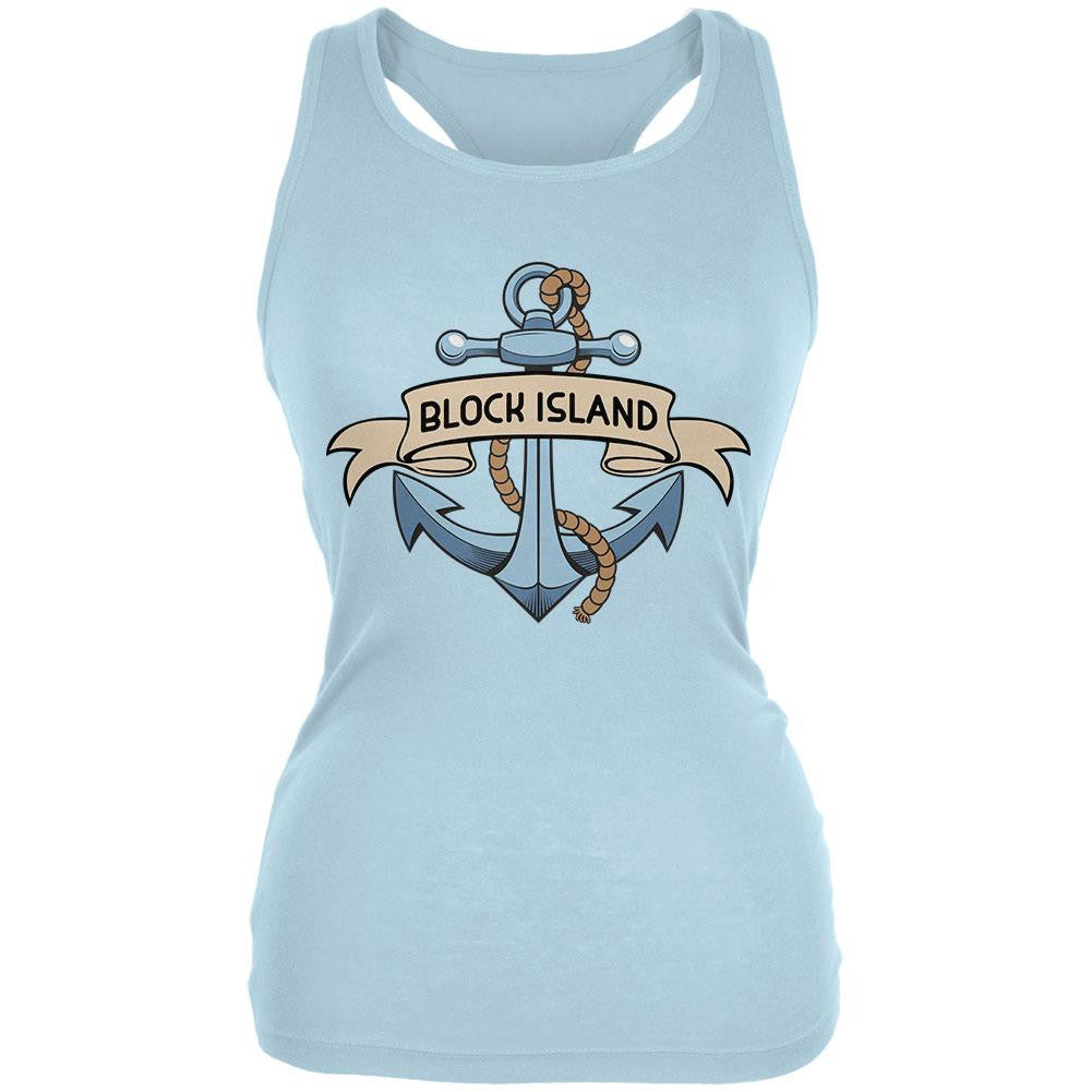 Anchor at Block Island Juniors Soft Tank Top Juniors Tank Tops Old Glory 2XL Blue 