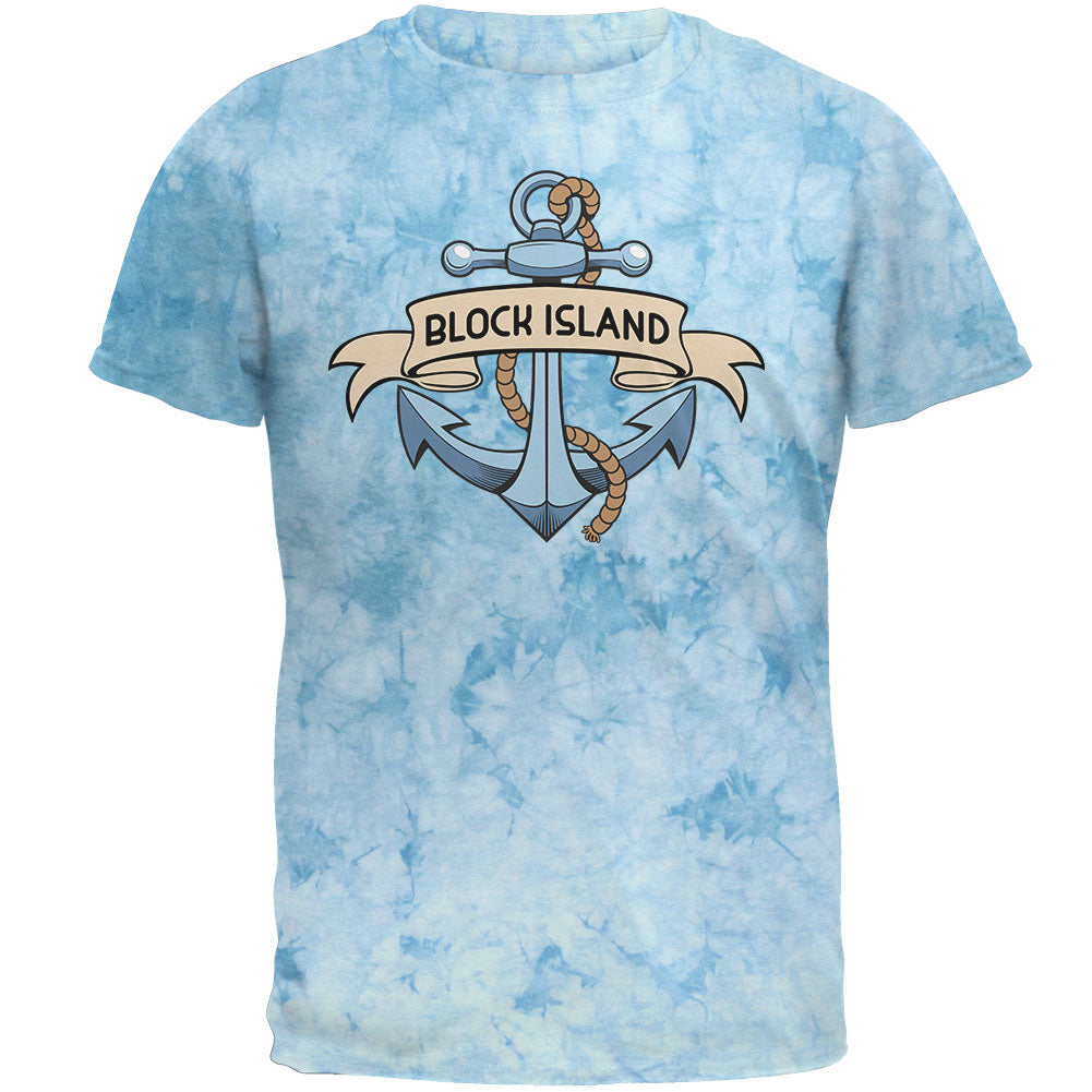 Anchor at Block Island Mens T Shirt Men's T-Shirts Old Glory 2XL Tie Dye Light Blue 