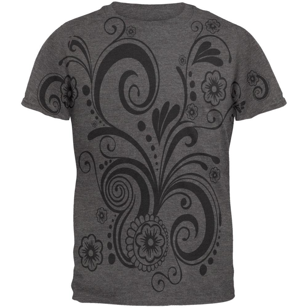 Henna Silhouette Mens Soft T Shirt Men's T-Shirts Old Glory 2XL Grey 