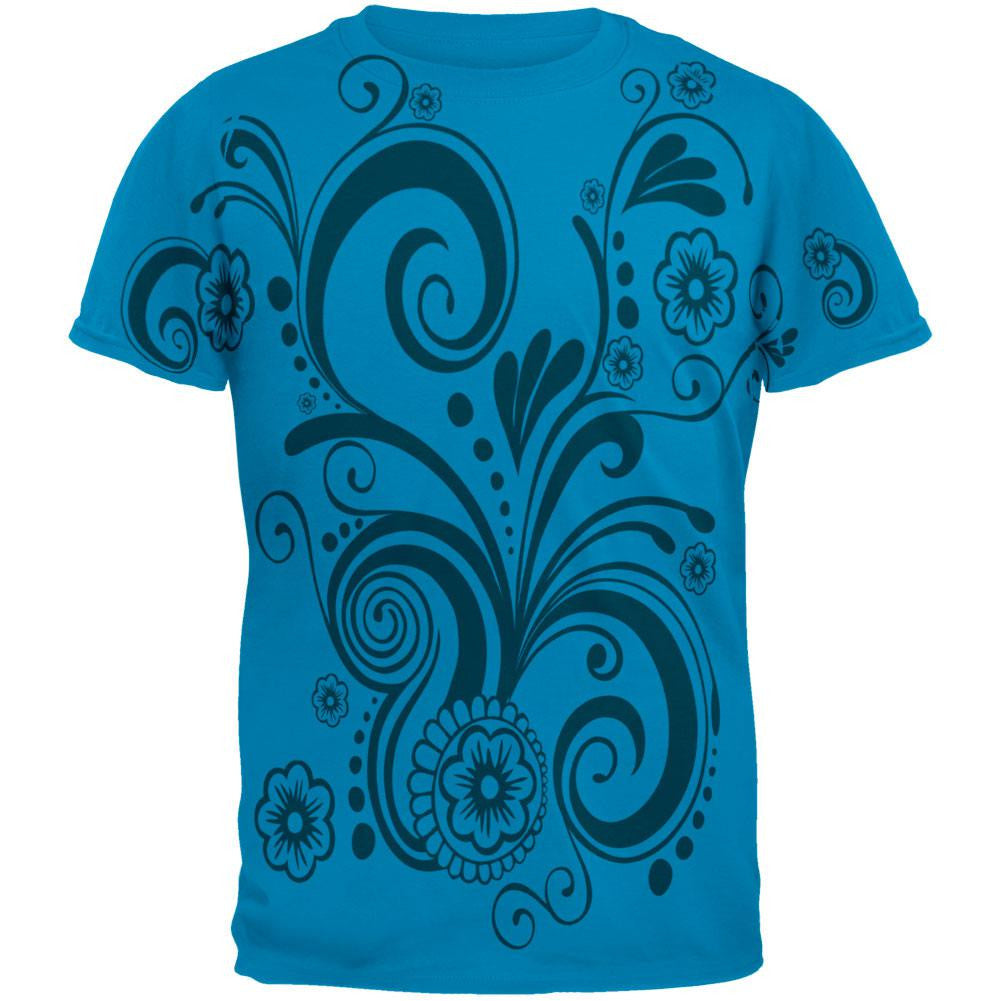 Henna Silhouette Mens T Shirt Men's T-Shirts Old Glory 2XL Blue 