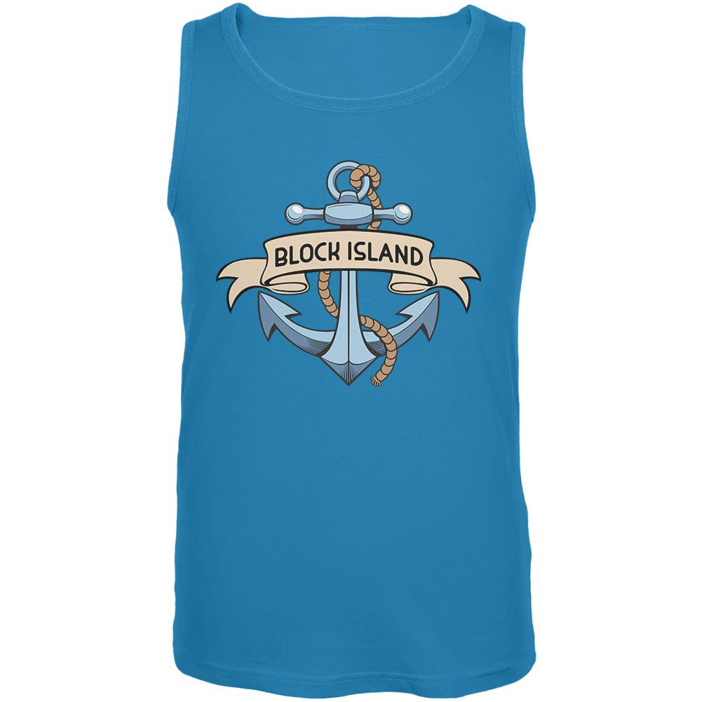 Anchor at Block Island Mens Tank Top Men's Tank Tops Old Glory LG Blue 