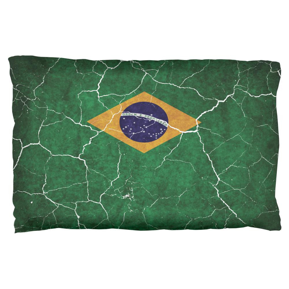 Distressed Brazilian Flag Pillow Case Pillowcases Old Glory OS Multi 