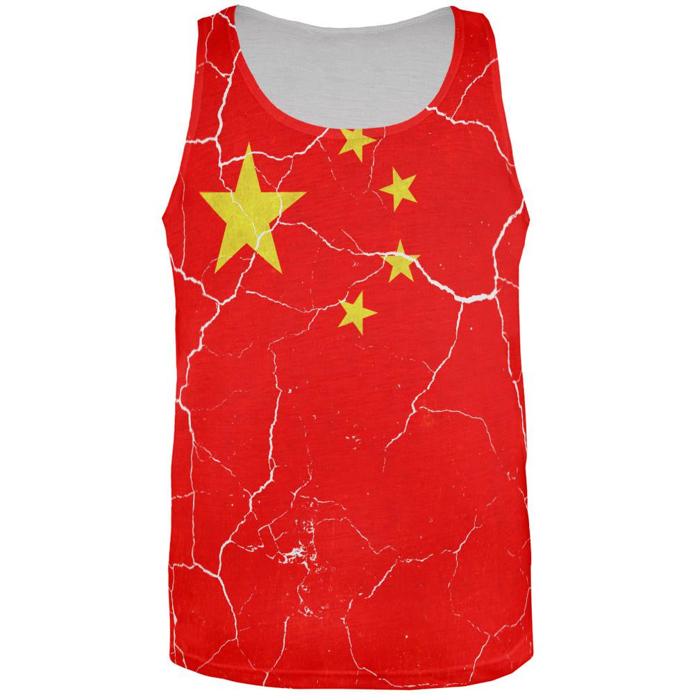 Distressed Chinese Flag All Over Mens Tank Top Men's Tank Tops Old Glory 3XL Multi 