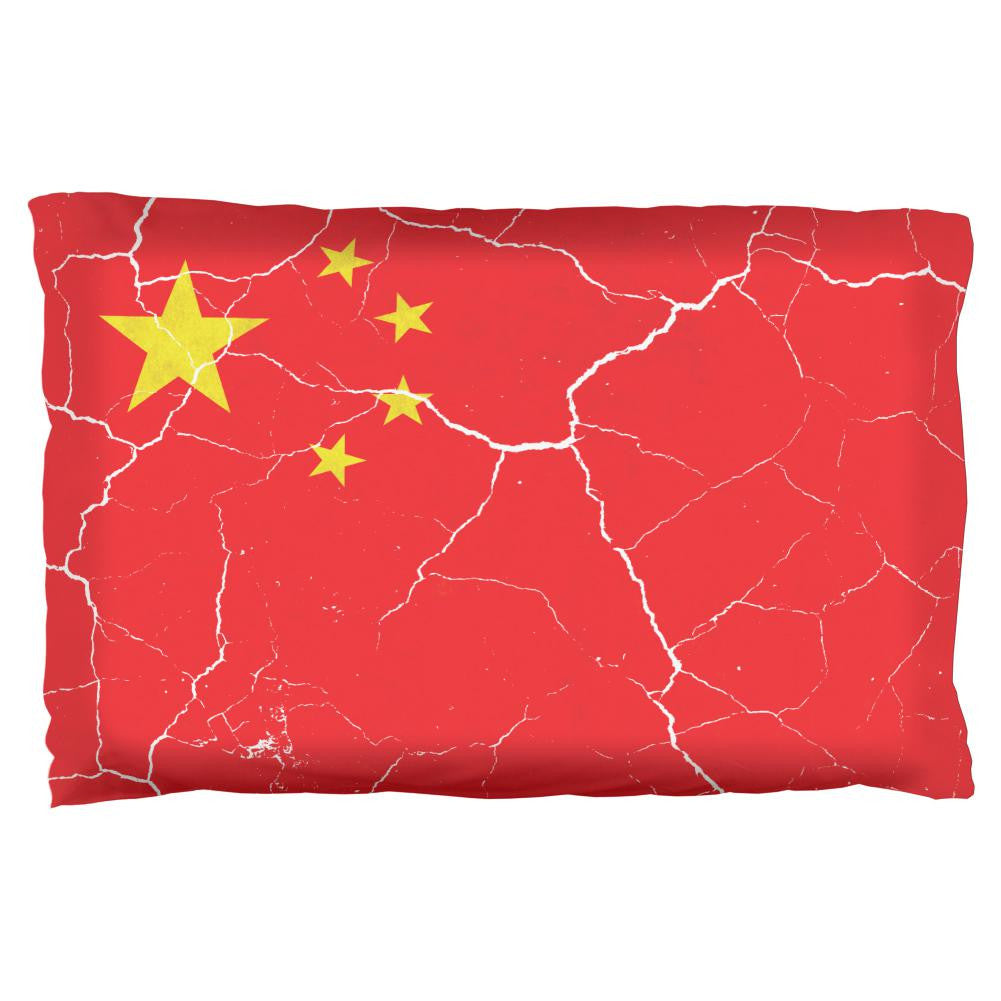 Distressed Chinese Flag Pillow Case Pillowcases Old Glory OS Multi 