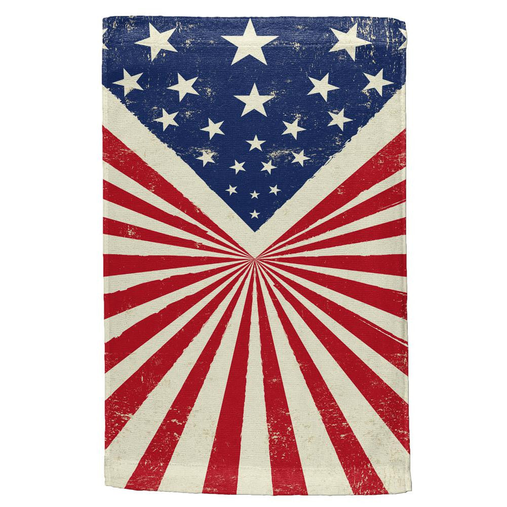 4th of July Star Burst American Flag All Over Hand Towel Hand Towel Old Glory OS Multi 