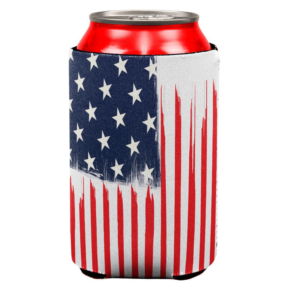 4th of July Brushed American Flag All Over Can Cooler Can Coolers Old Glory OS Multi 