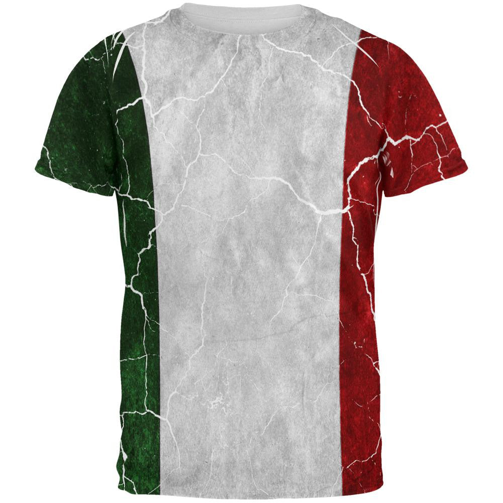 Distressed Italian Flag All Over Mens T Shirt Men's T-Shirts Old Glory 2XL Multi 