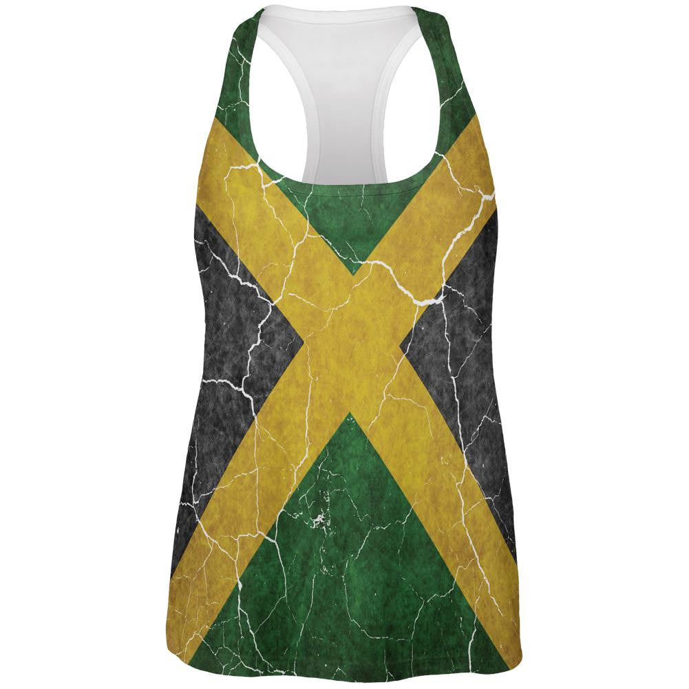 Distressed Jamaican Flag All Over Womens Work Out Tank Top Women's Tank Tops Old Glory 2XL Multi 