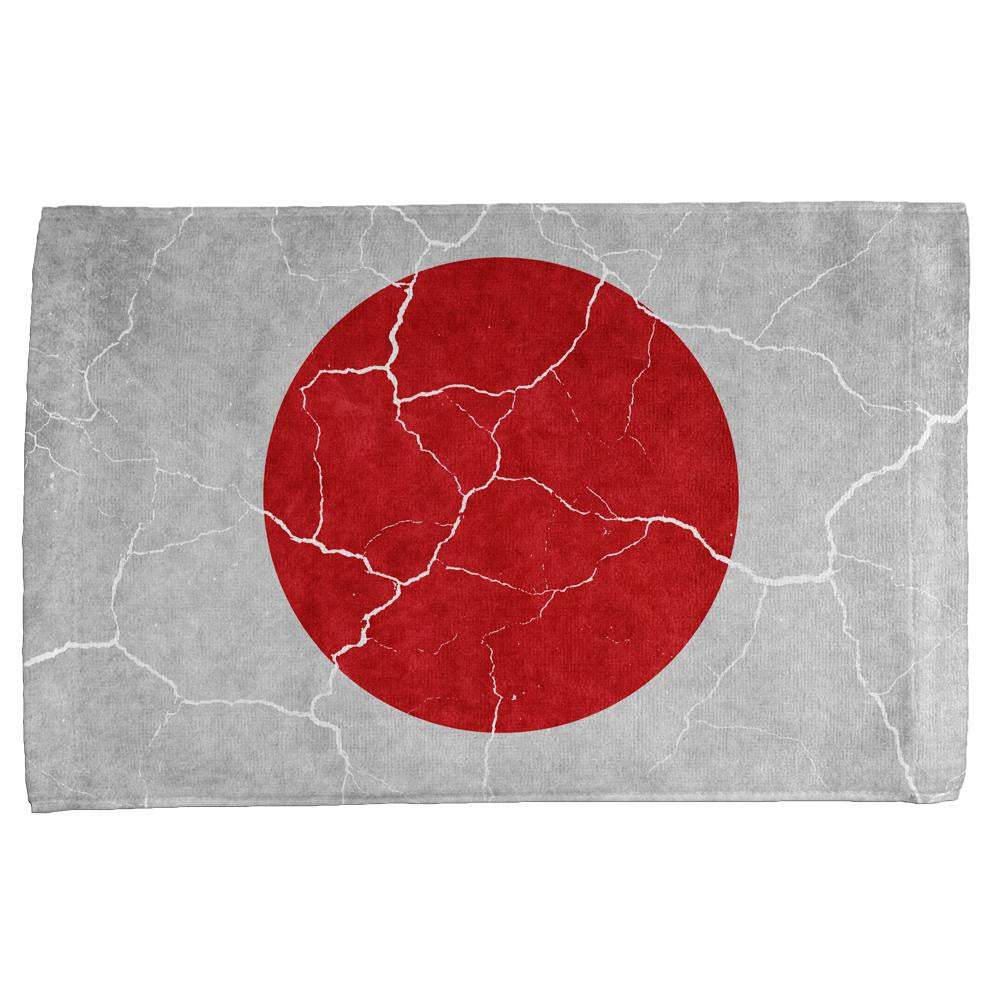 Distressed Japanese Flag All Over Hand Towel Hand Towel Old Glory OS Multi 