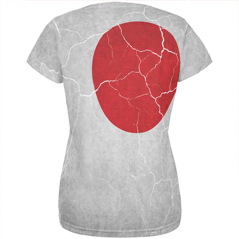 Distressed Japanese Flag All Over Womens T Shirt Women's T-Shirts Old Glory   