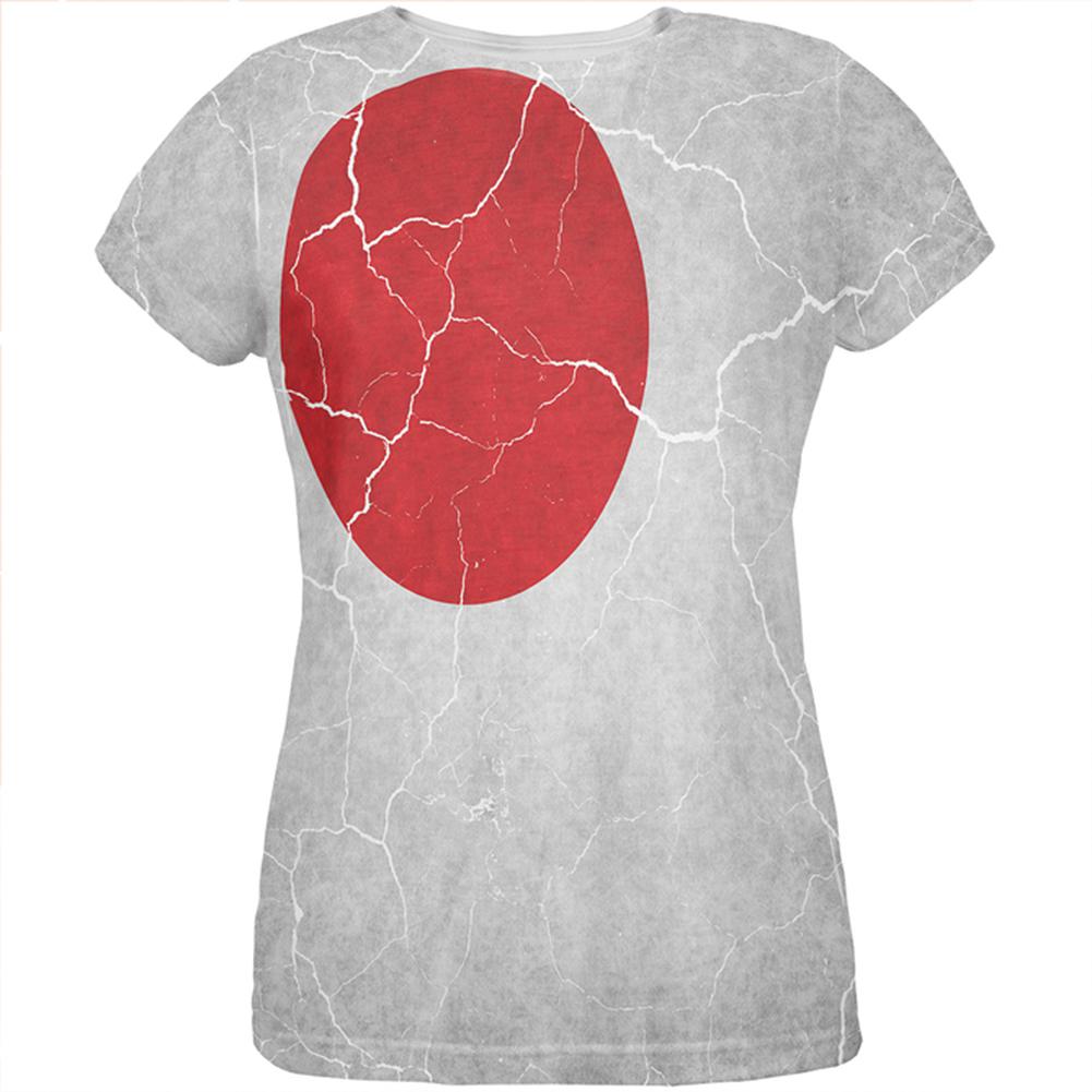 Distressed Japanese Flag All Over Womens T Shirt Women's T-Shirts Old Glory 2XL Multi 