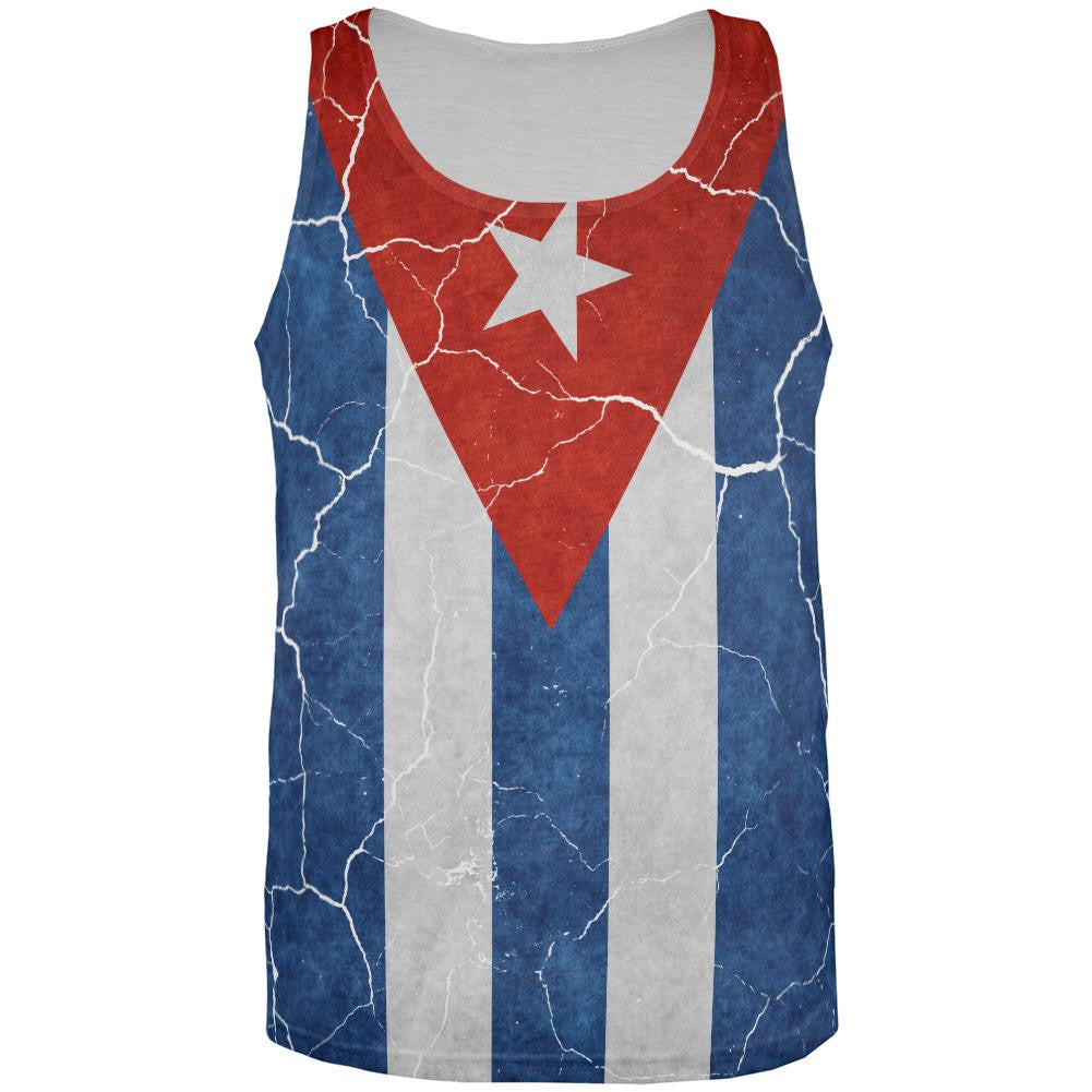 Distressed Cuban Flag All Over Mens Tank Top Men's Tank Tops Old Glory 3XL Multi 