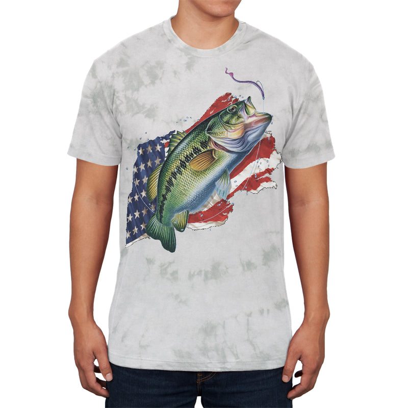 4th of July American Fisherman Bass Mens Soft T Shirt Men's T-Shirts 4th of July 2XL Soft Green Triblend 