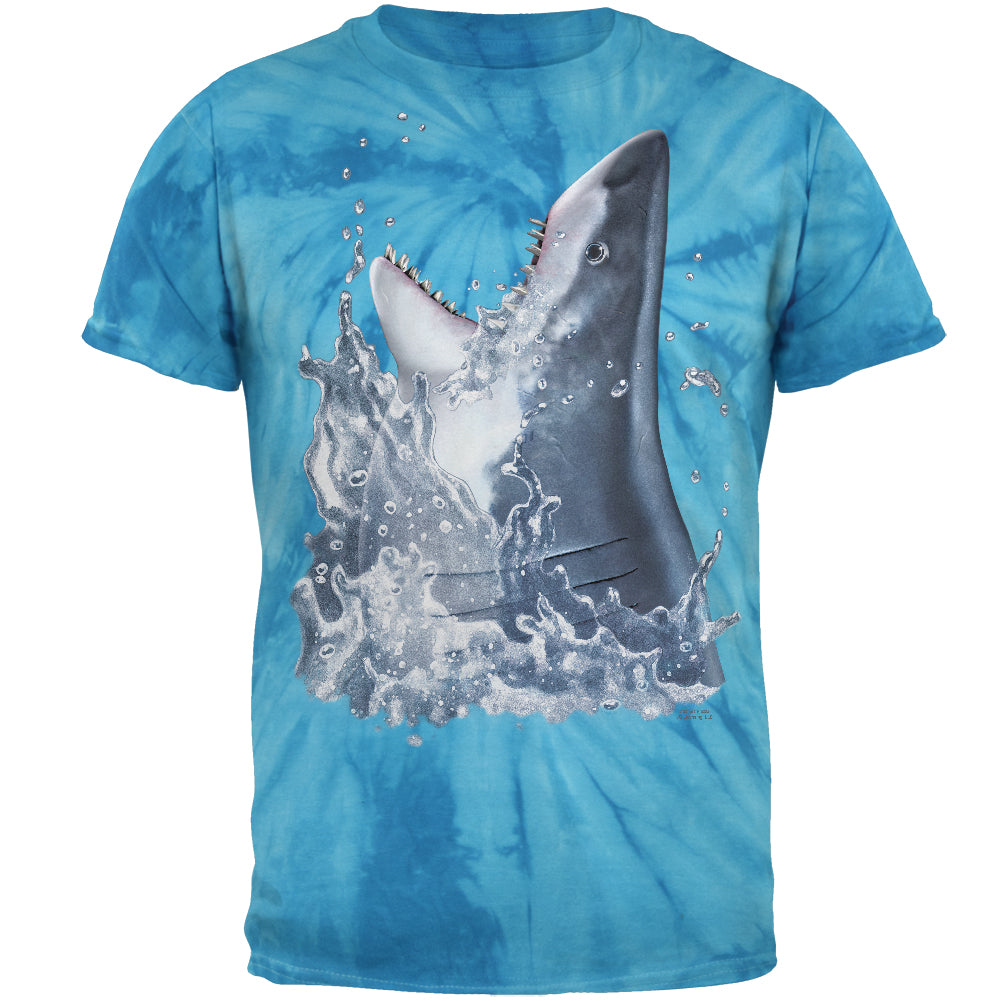 Great White Breaching Mens T Shirt Men's T-Shirts Old Glory 2XL Pinwheel Blue Tie Dye 