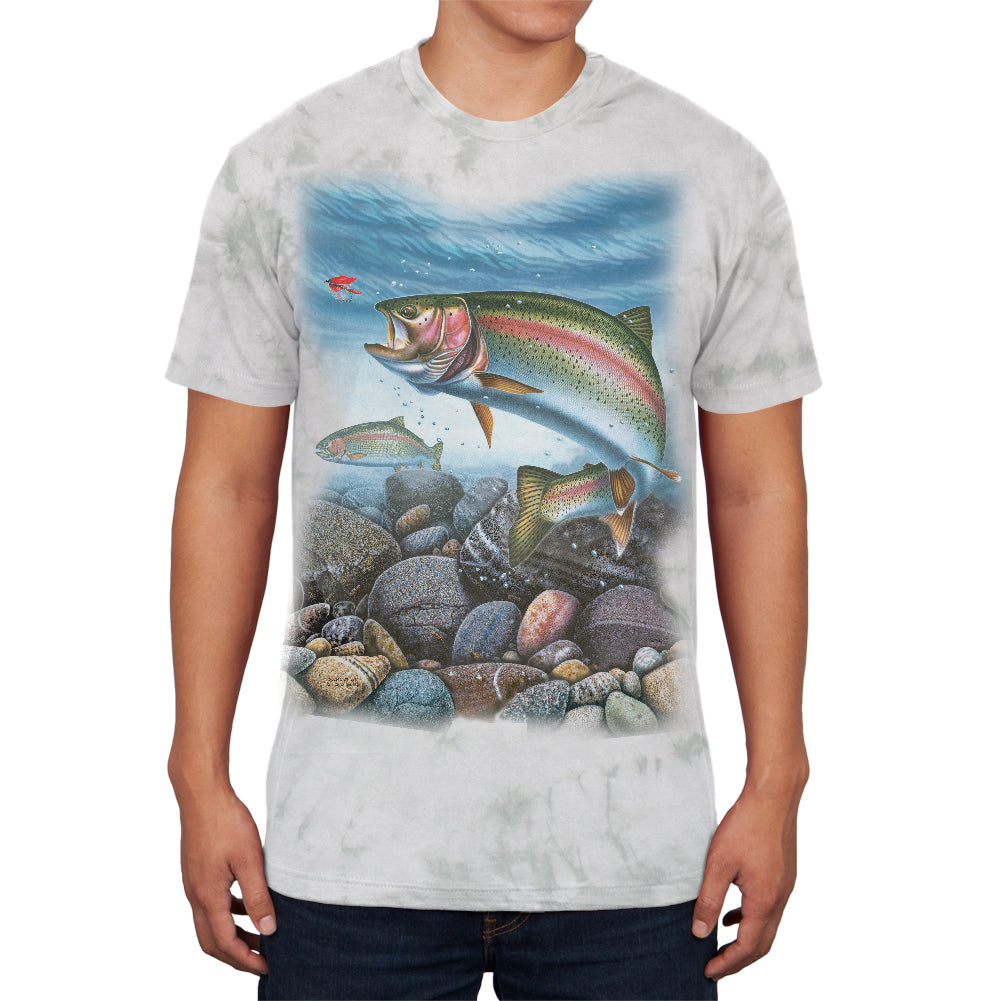 Action Rainbow Trout Fishing Men's Soft T Shirt Men's T-Shirts Old Glory 2XL Soft Green Triblend 