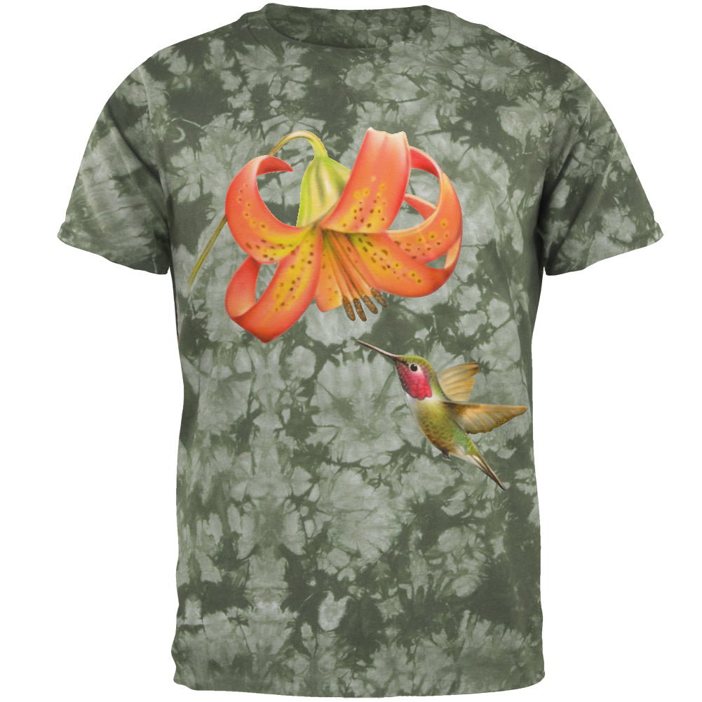 Humming Bird in Spring Mens T Shirt Men's T-Shirts Old Glory 2XL Crackle Moss 