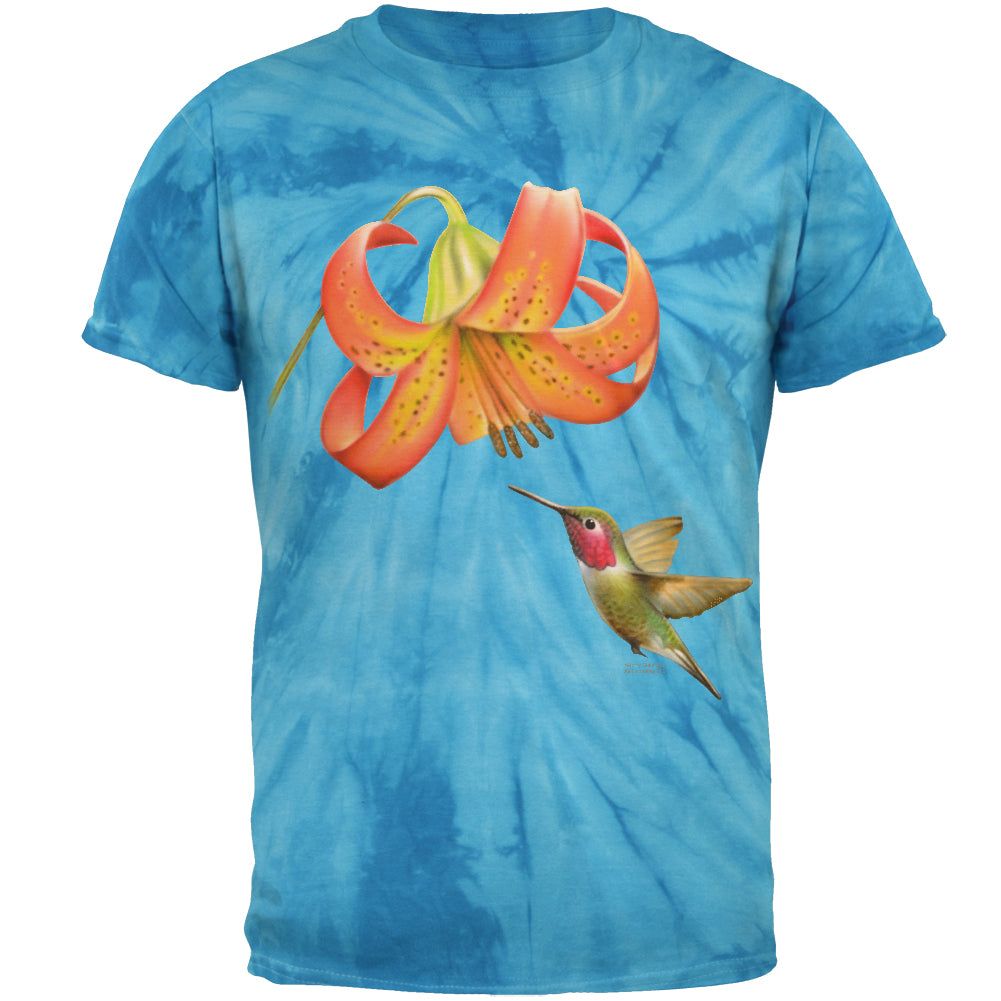 Humming Bird in Spring Mens T Shirt Men's T-Shirts Old Glory 2XL Pinwheel Blue 