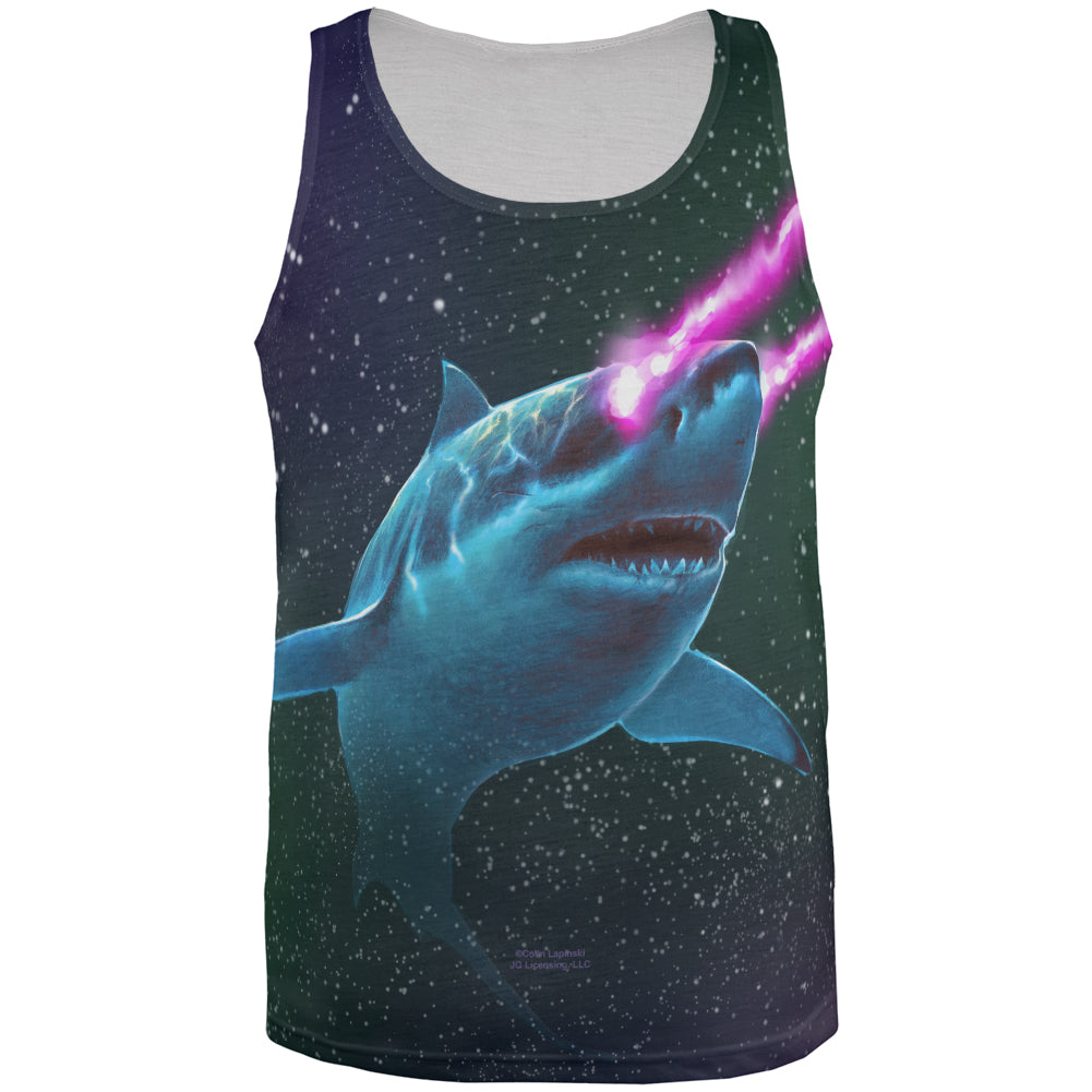 Galaxy Great White Shark Laser Beams All Over Mens Tank Top Men's Tank Tops Old Glory 3XL Multi 