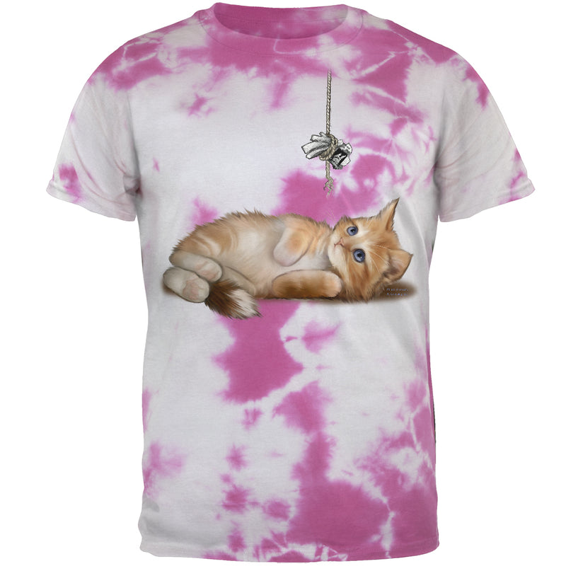 Simple Things Kitty Cat Playtoy Mens T Shirt Men's T-Shirts Old Glory 2XL Light Pink Tie Dye 