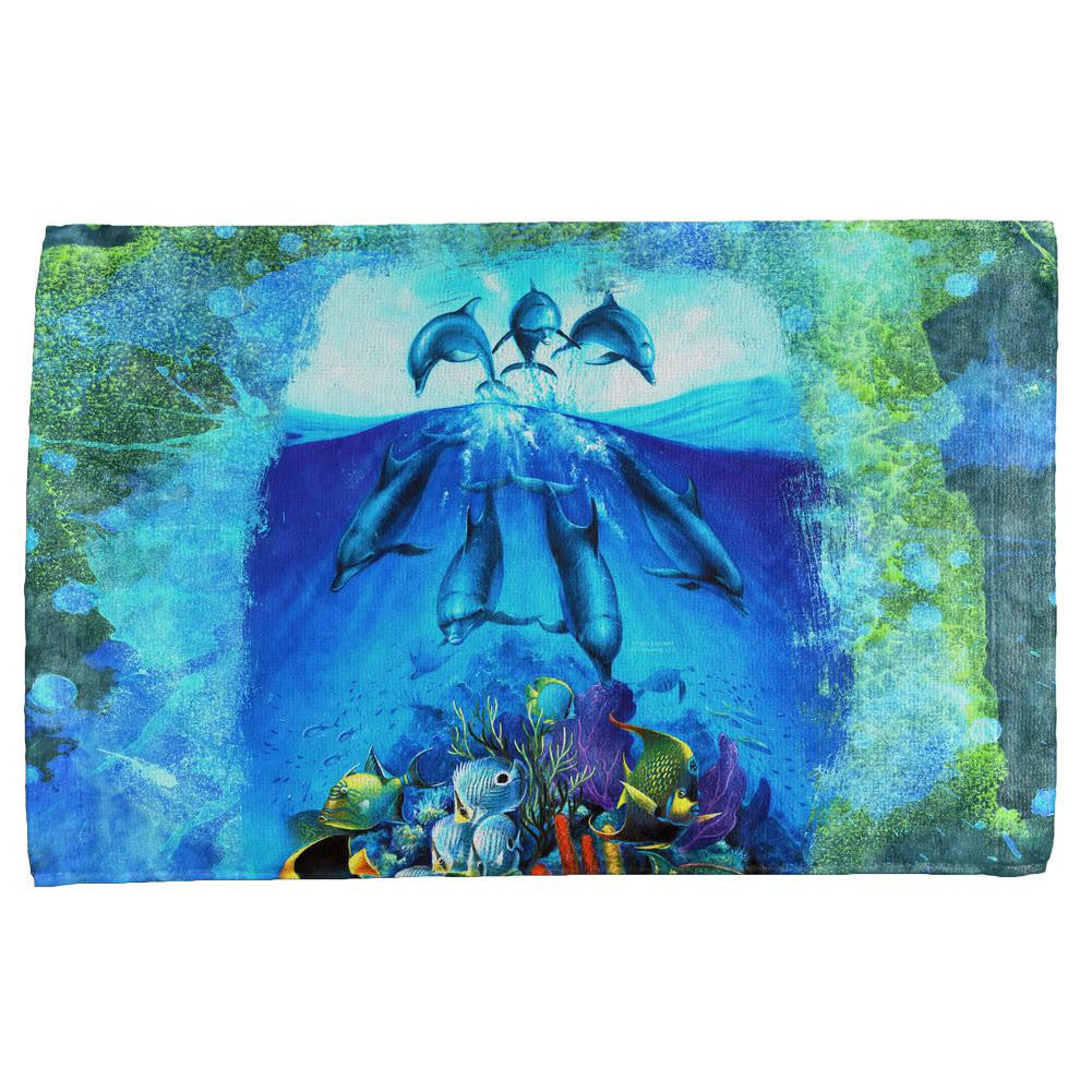 Dolphins Jumping Over Reef All Over Hand Towel Hand Towel Old Glory OS Multi 