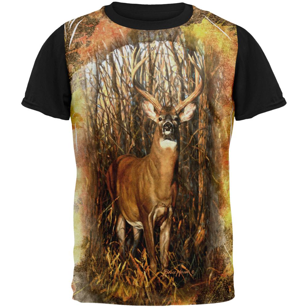 10 Point Buck Splatter All Over Mens Black Back T Shirt Men's T-Shirts Old Glory MD Multi 