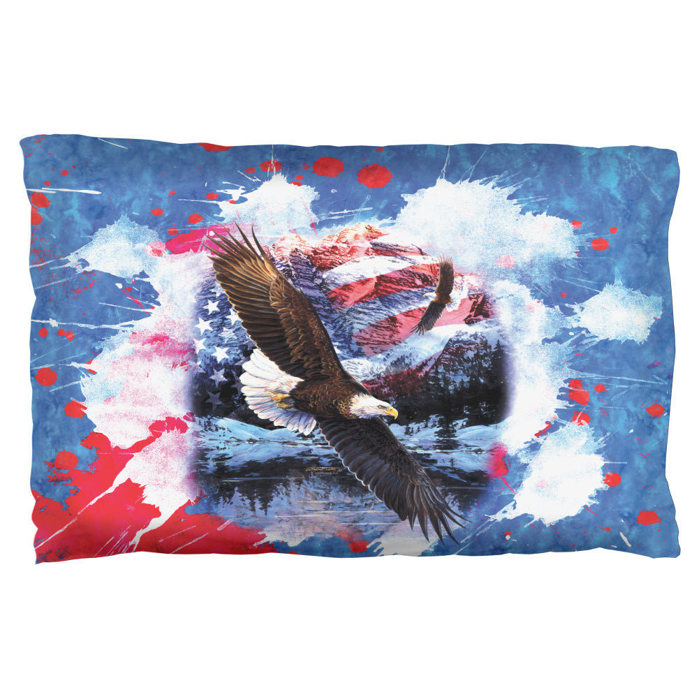 4th of July American Flag Bald Eagle Splatter Pillowcase Pillowcases 4th of July OS Multicolor 