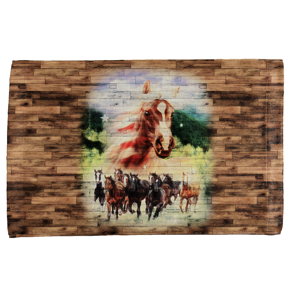 4th of July Wild Horse Mustang Patriot All Over Hand Towel Hand Towel 4th of July OS Multicolor 