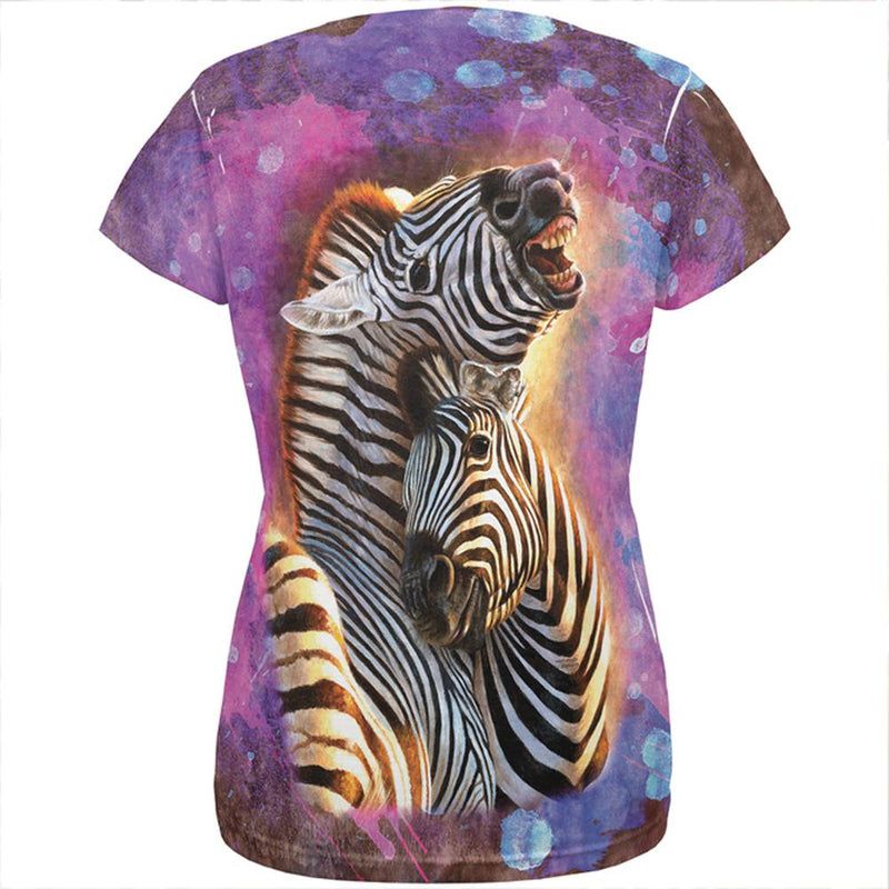 Zebra Lovers Splatter All Over Womens T Shirt Women's T-Shirts Old Glory   