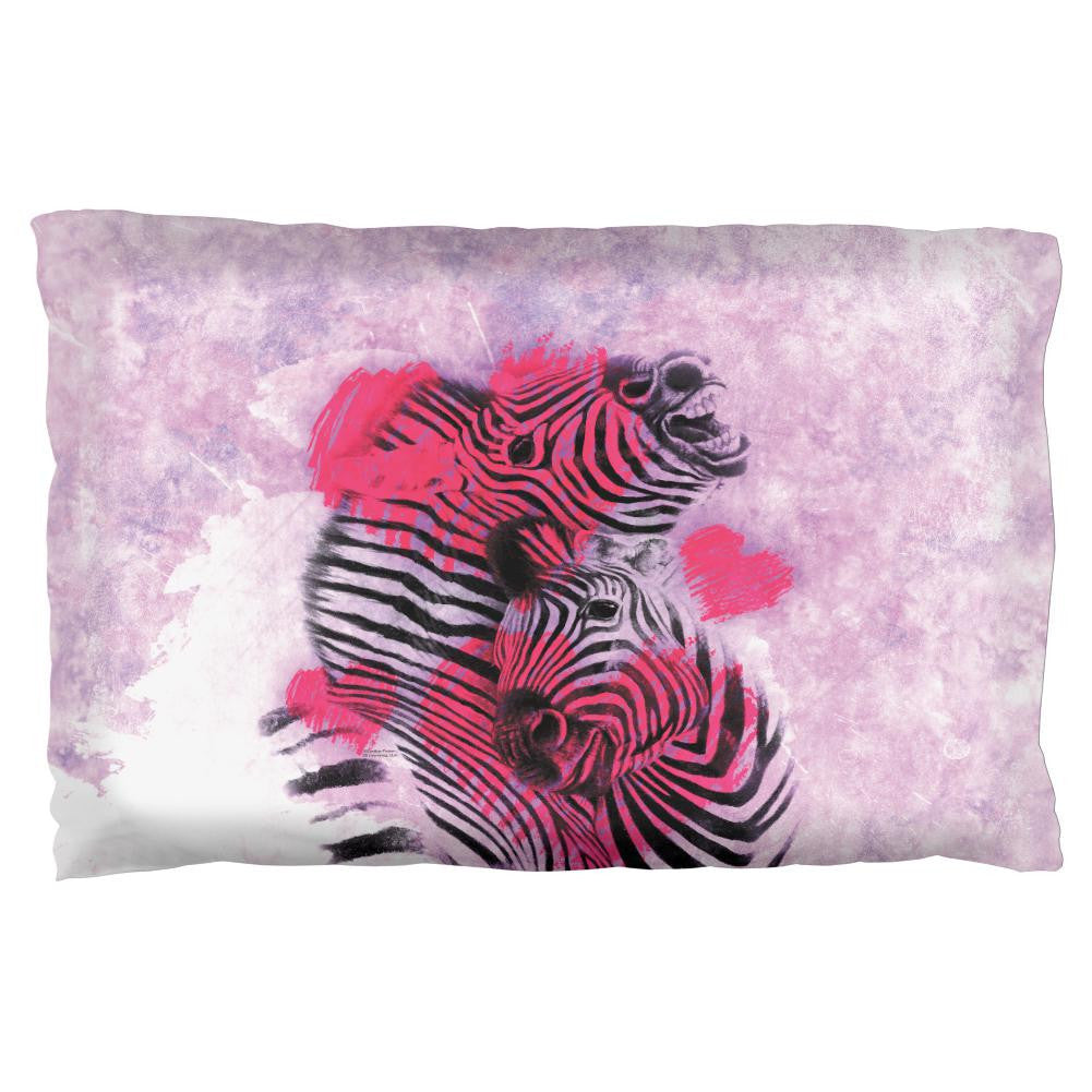 Zebra Lovers Valentines Hearts Pillow Case Pillowcases Old Glory OS Multi 